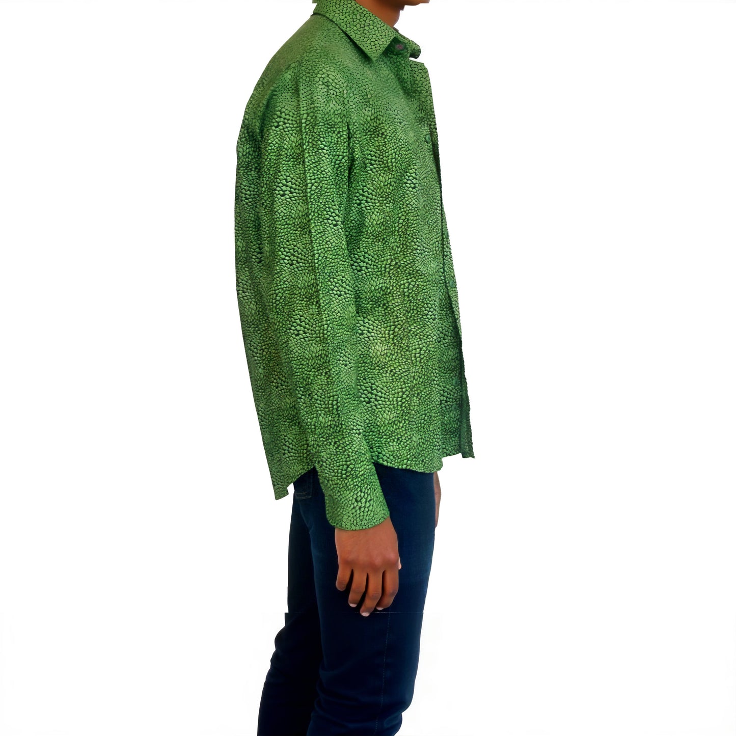 Green Abstract Spread Collar Shirt