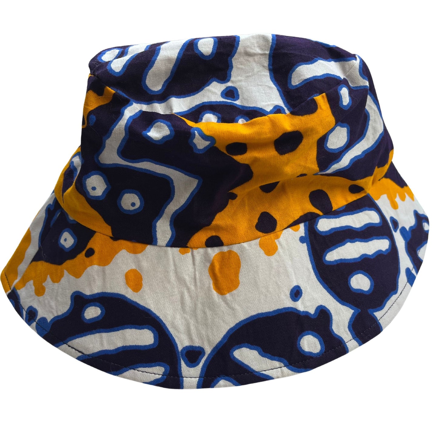 bright bucket hat in bold pattern