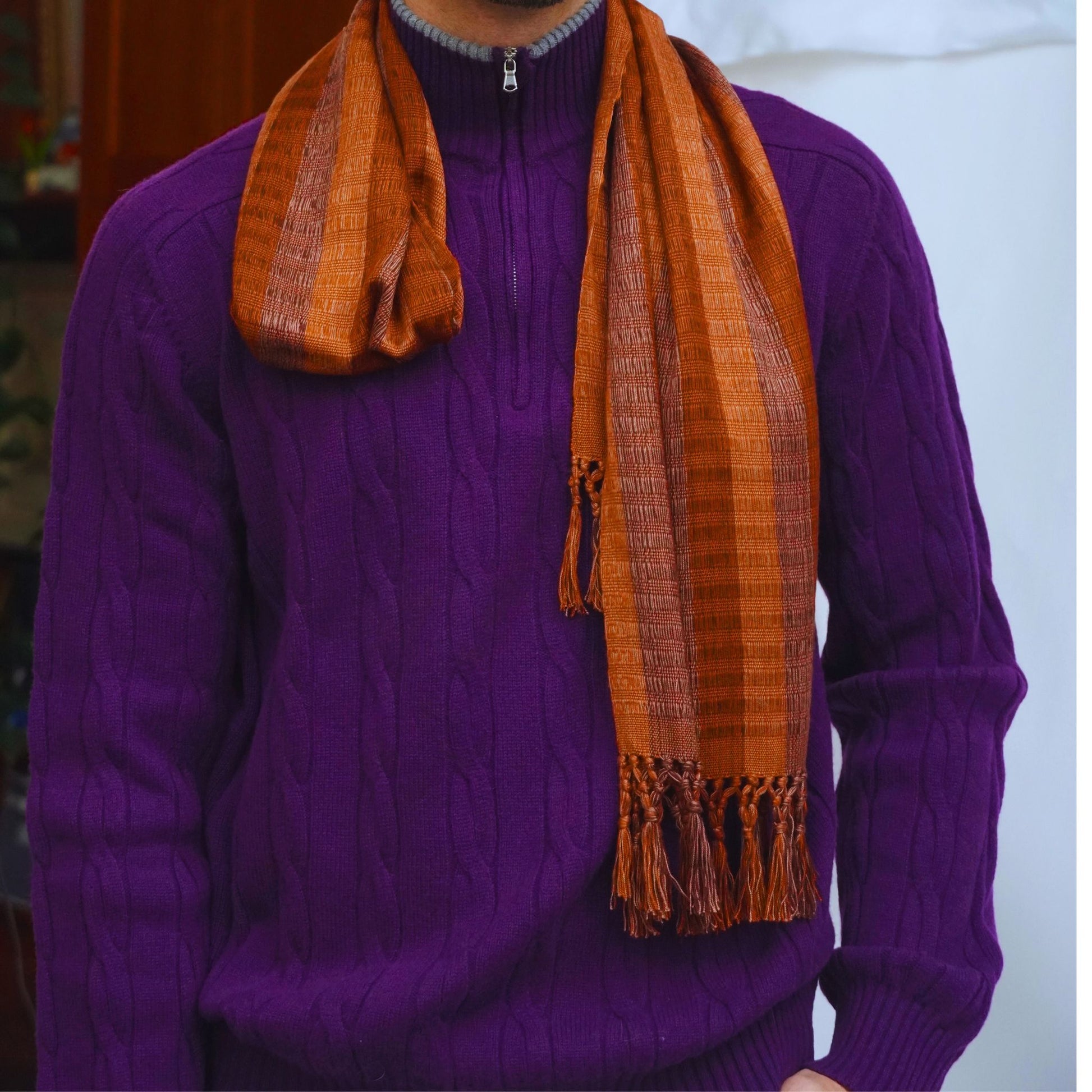 close up of bold men's scarf