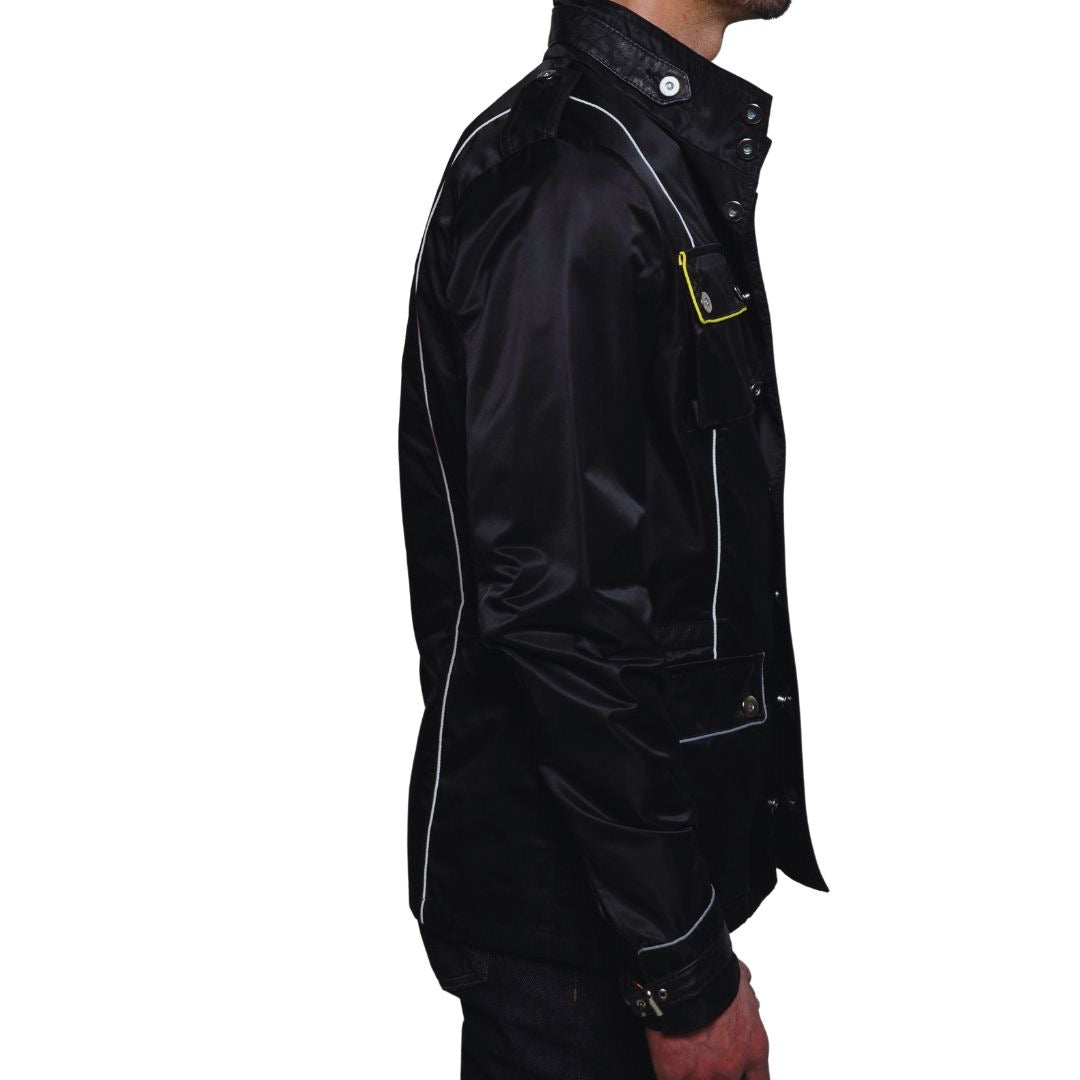 Black Jacket with Yellow Stripes