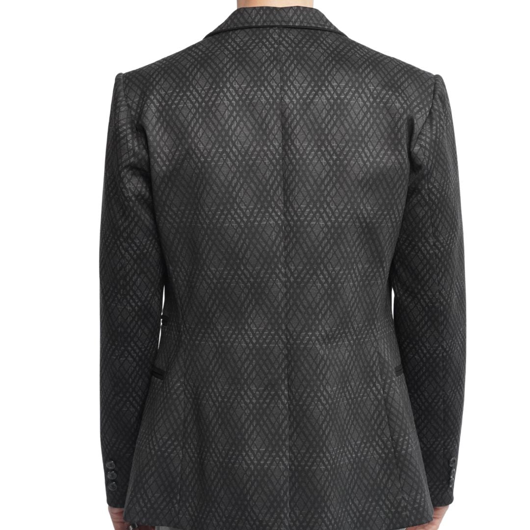 Sophisticated Men's Black 2-Button Blazer with Subtle Geometric Flair
