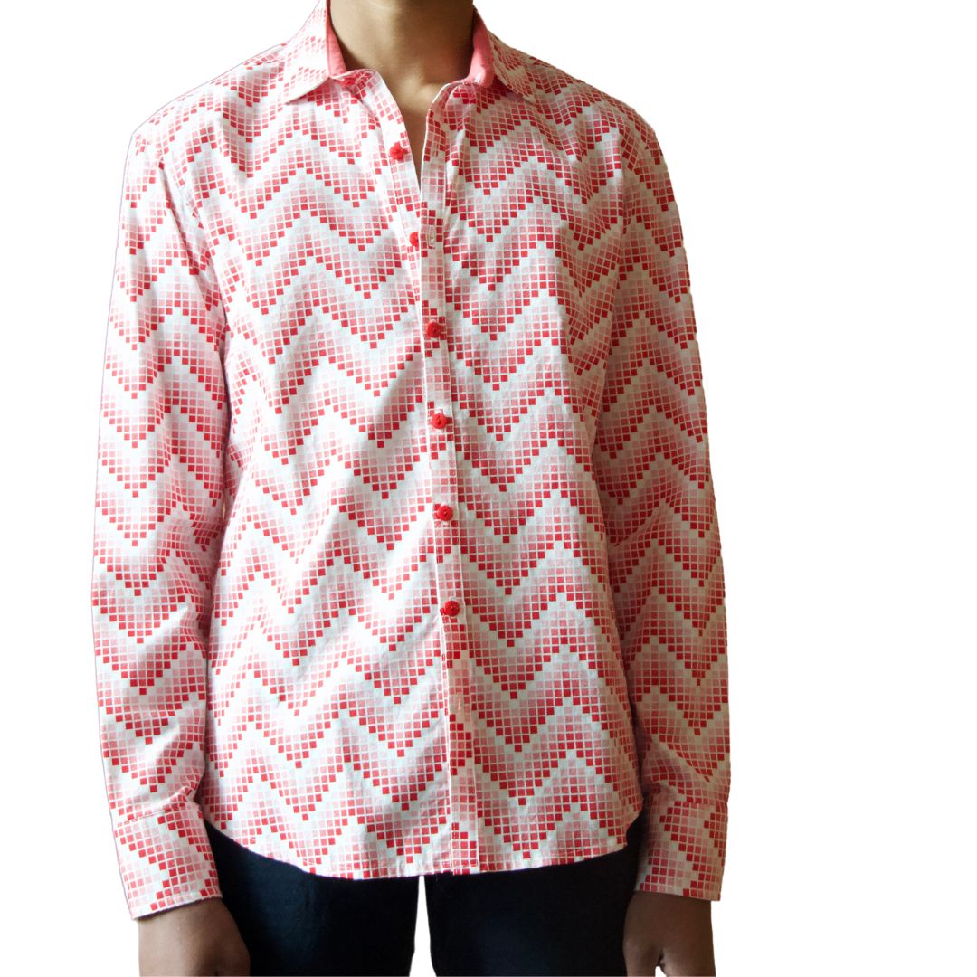 Red Patterned Shirt Blazes:  Unleash Your Inner Rock Star