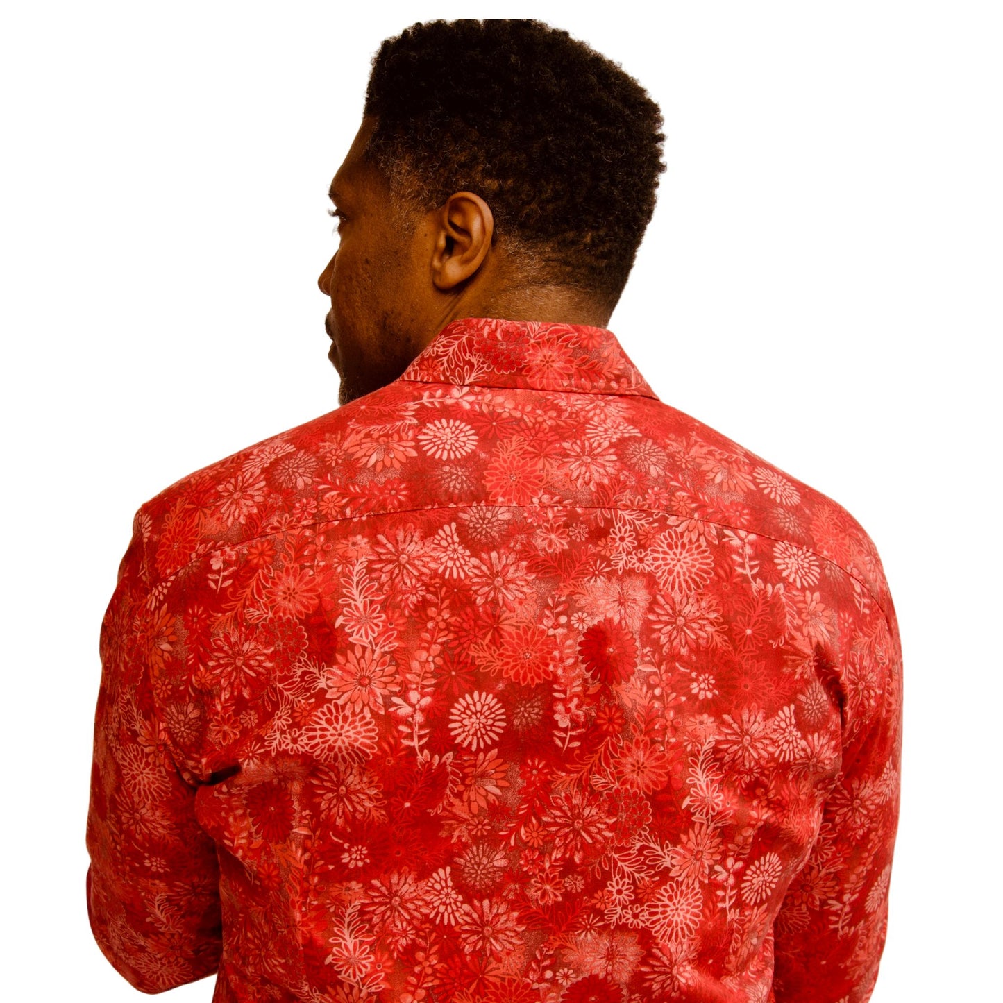 Red, White Floral Long Sleeve Shirt