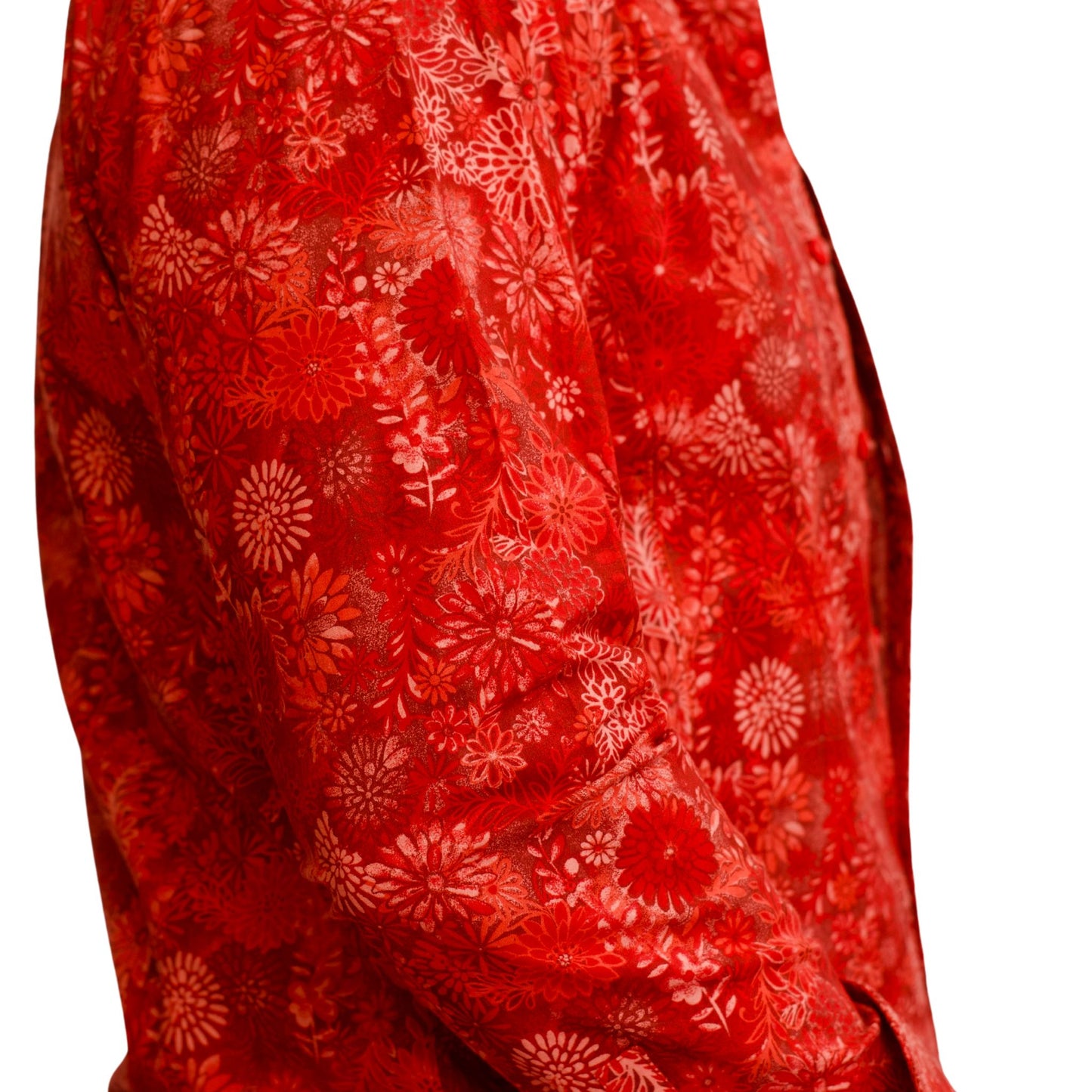 Red, White Floral Long Sleeve Shirt
