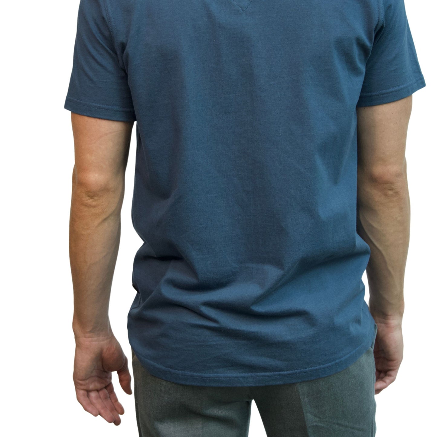back of men's graphic t-shirt in bold print