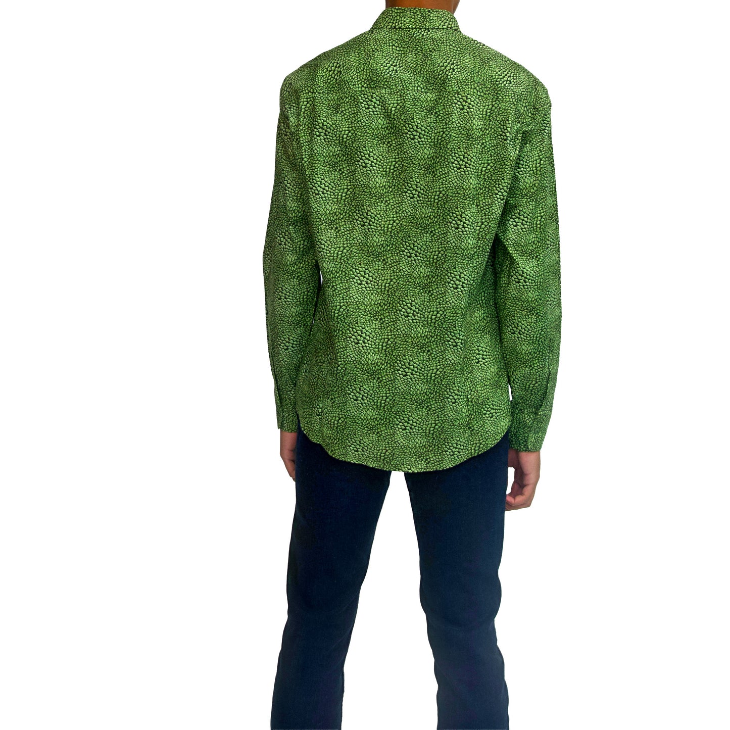 Green Abstract Spread Collar Shirt