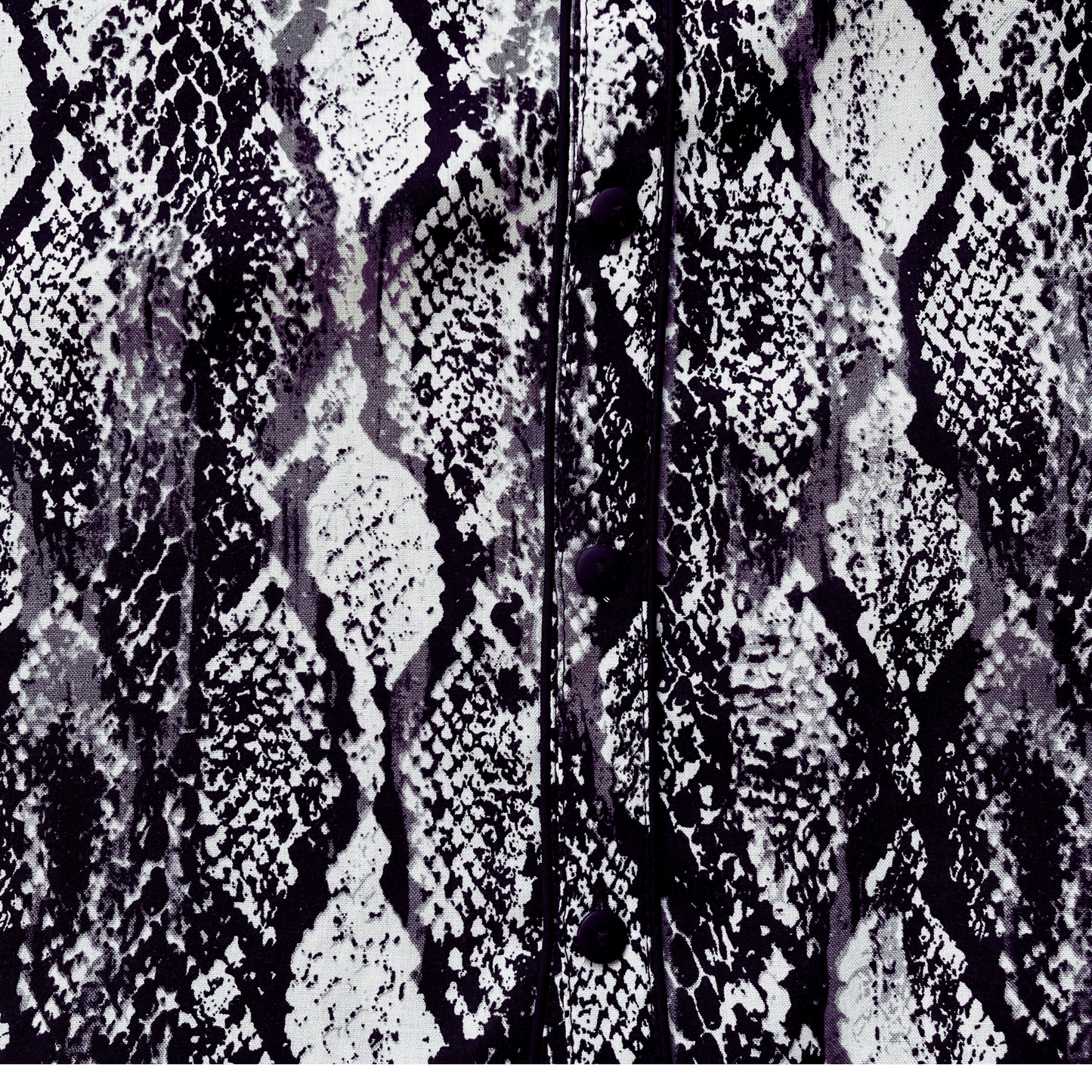 Jet Black and White Snake Print Polo Shirt