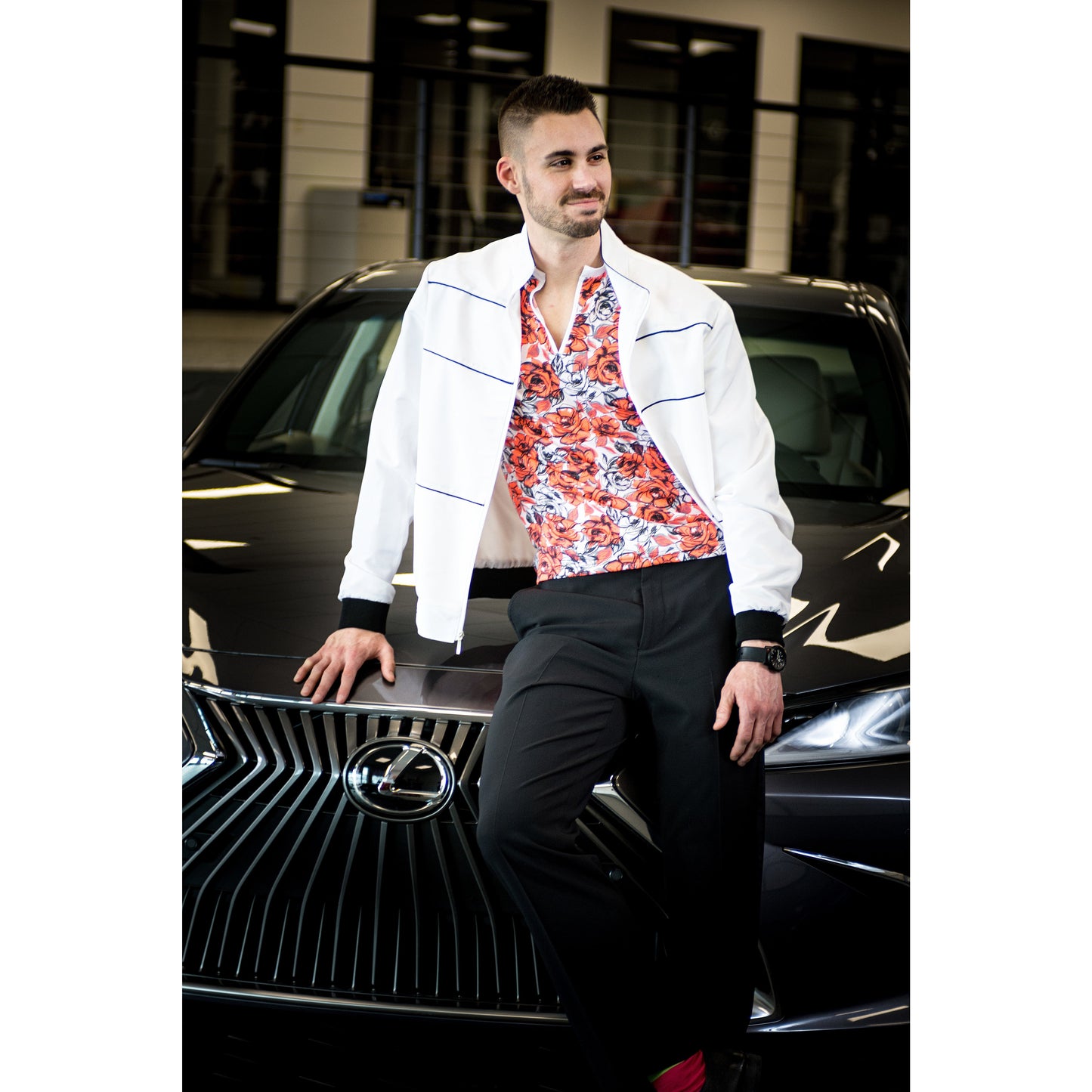 White and Black Bomber Jacket