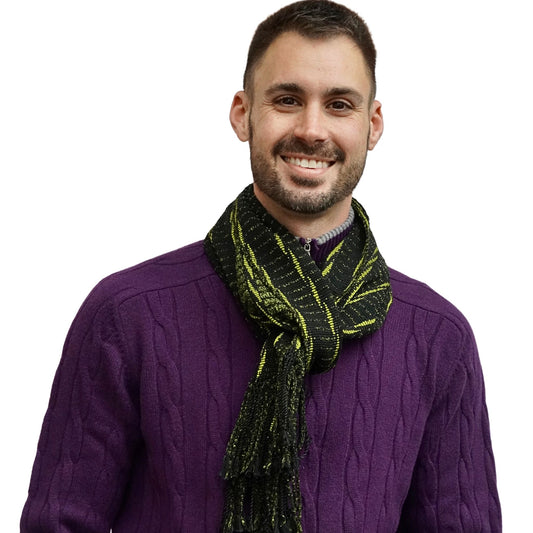 men's bright yellow and black scarf