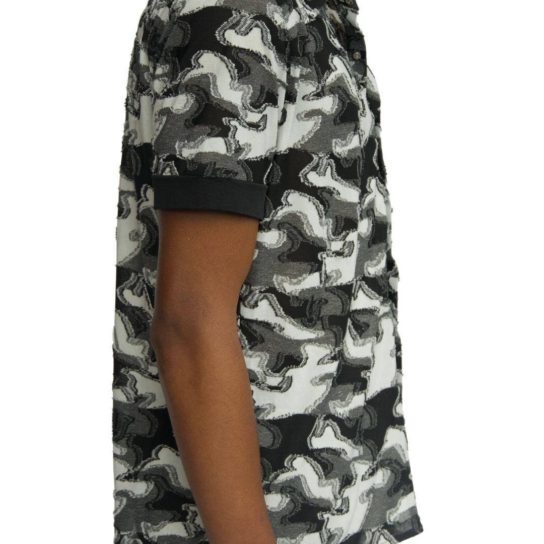 Black and White Camo Cabana Polo Shirt