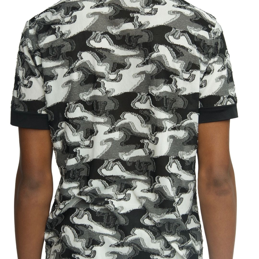 Black and White Camo Cabana Polo Shirt