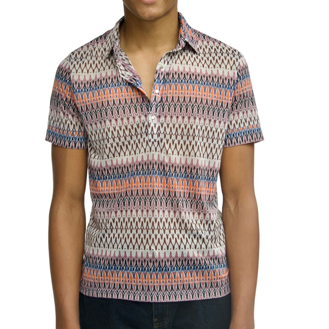 Pink, Orange, Black, Purple  Geometric Quarter Length Polo Shit