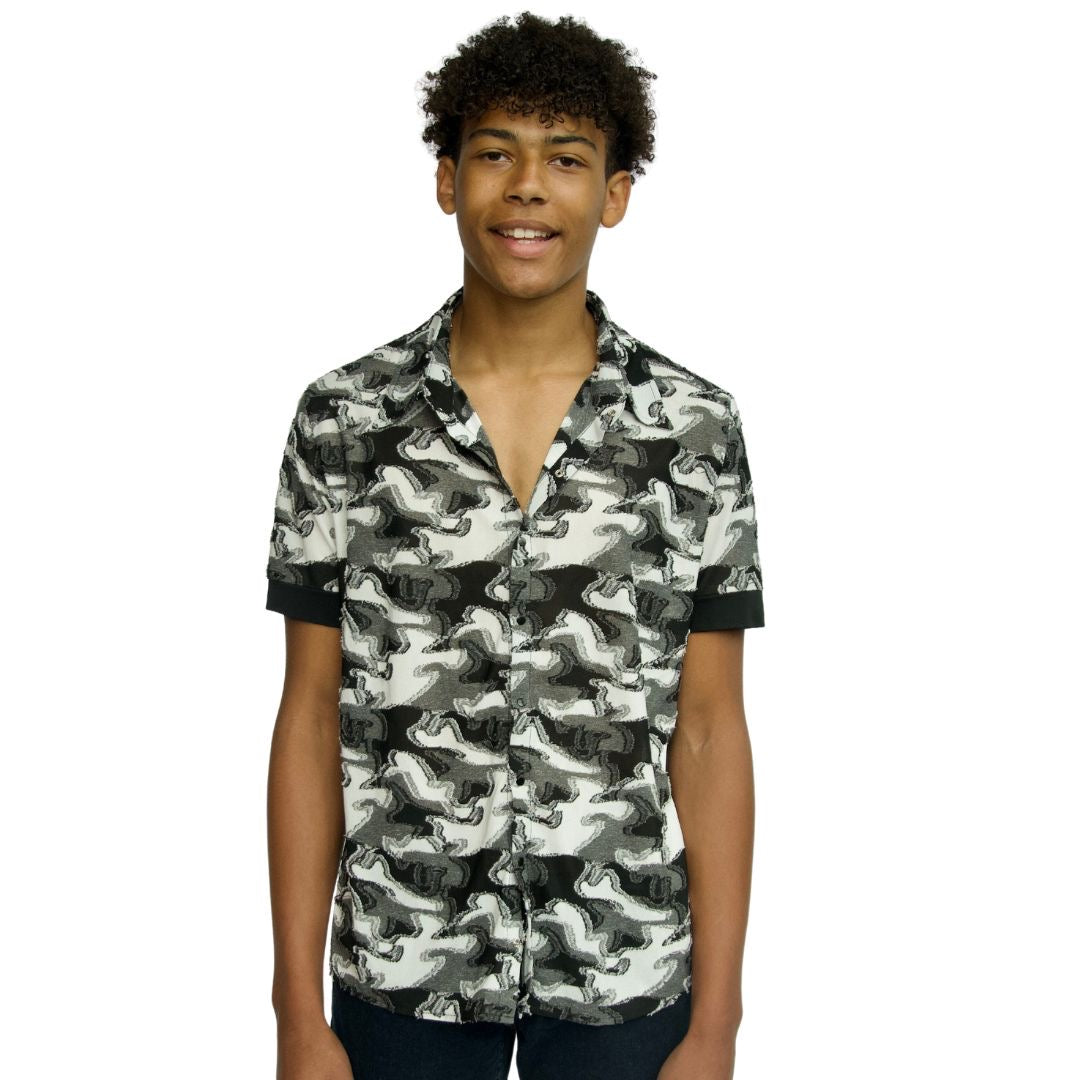 Black and White Camo Cabana Polo Shirt