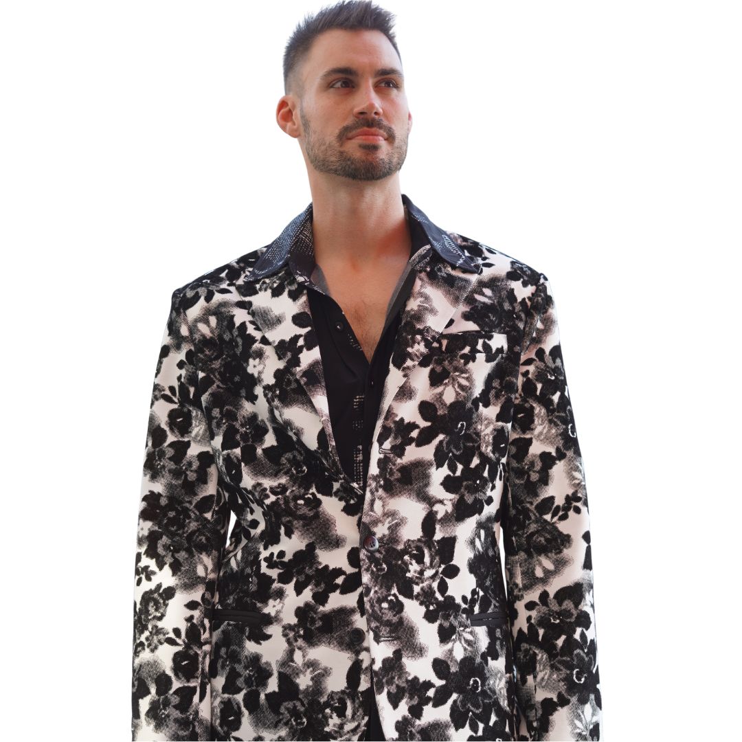 Black and white floral jacket