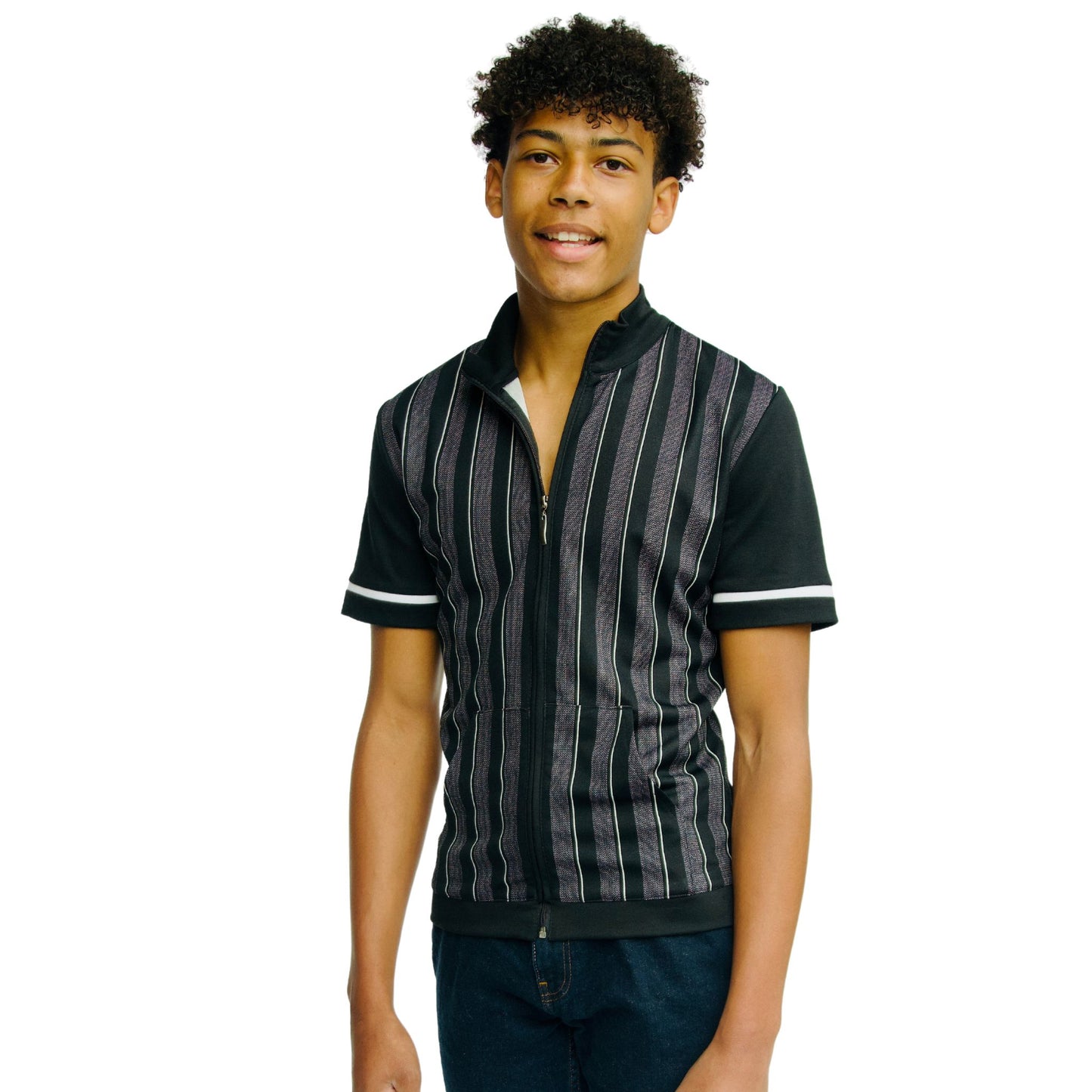 Vertical Black & White Polo Shirt