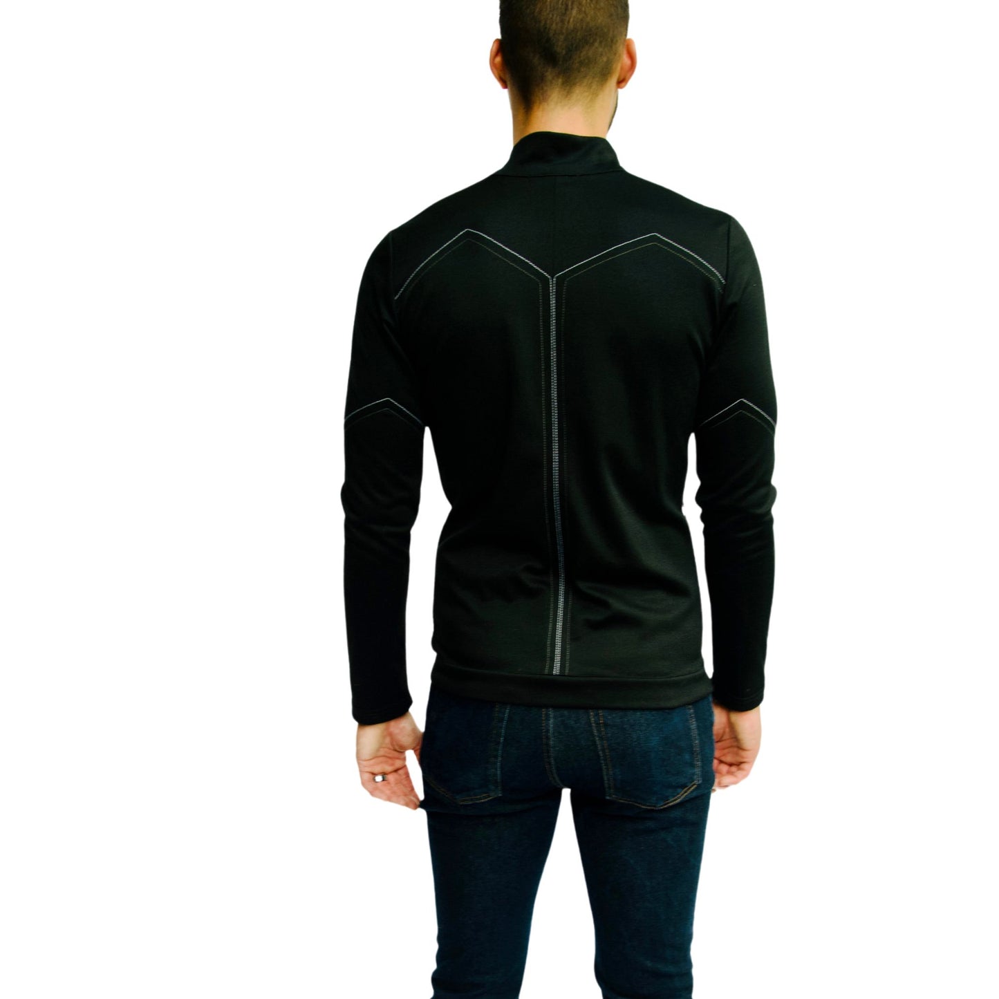 Black Geometric Athleisure Jacket