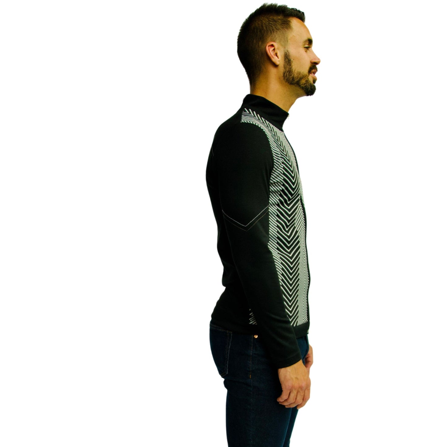 Black Geometric Athleisure Jacket