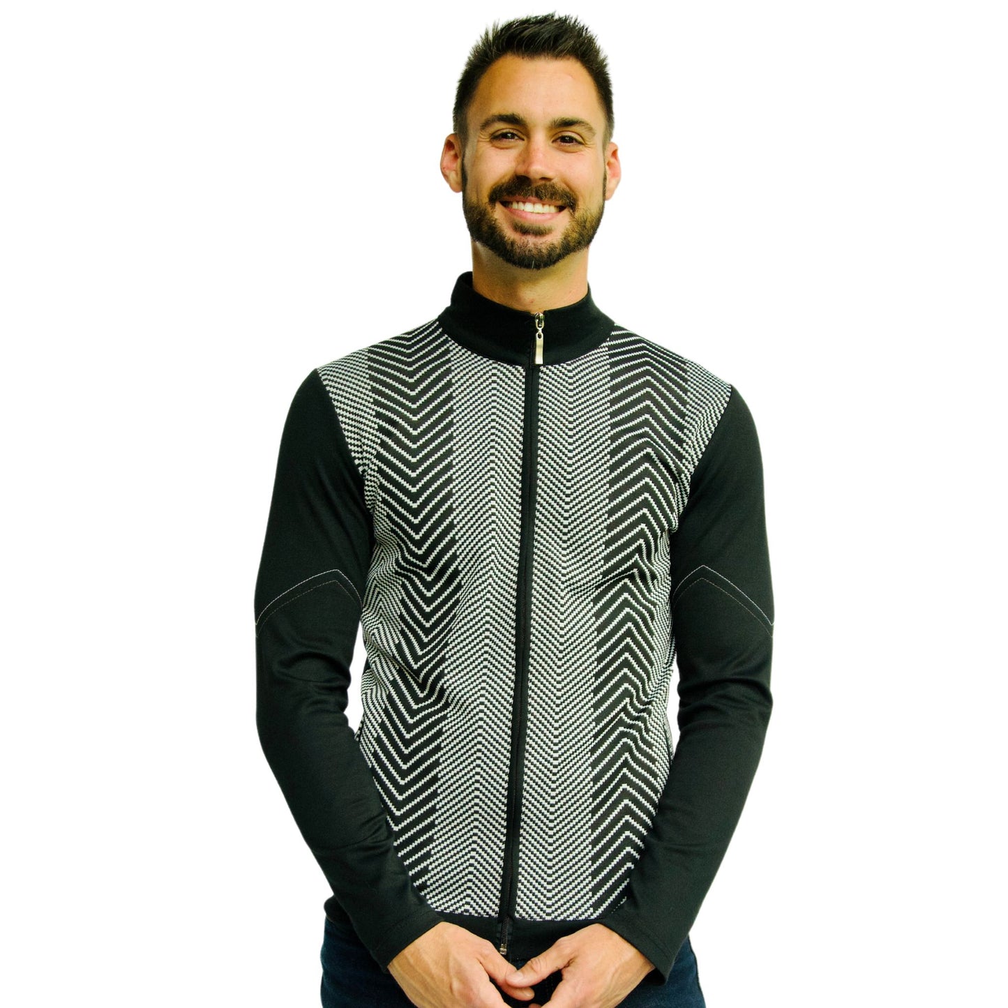 Black Geometric Athleisure Jacket