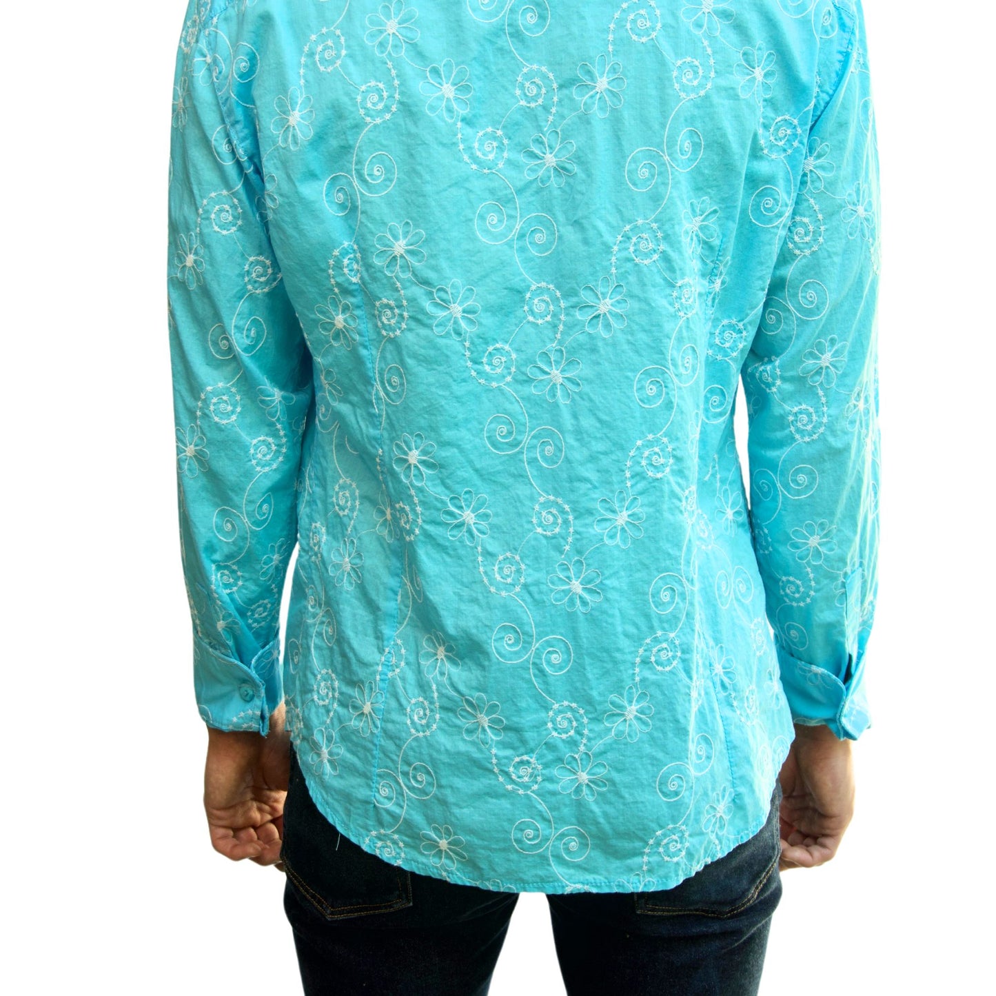 Stylish Blue Green Long Sleeve Floral Shirt for Men - Perfect for Beach Vacations & Afternoon Picnics