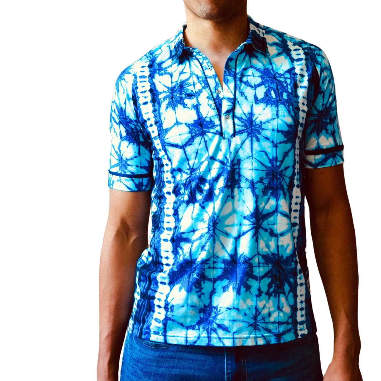 Blue Tie-Dye Polo Shirt