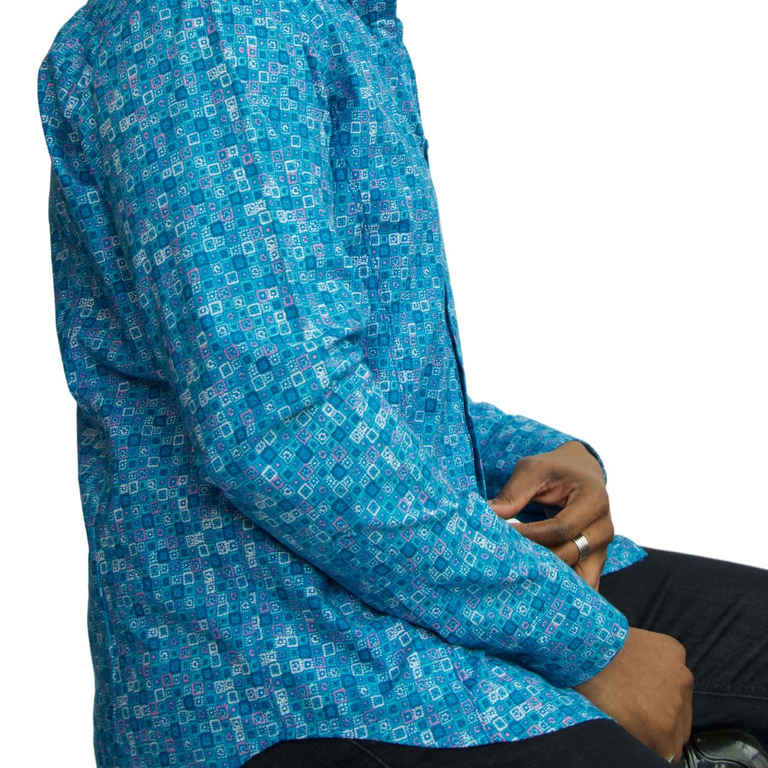 Blue Long Sleeve Pattern Shirt