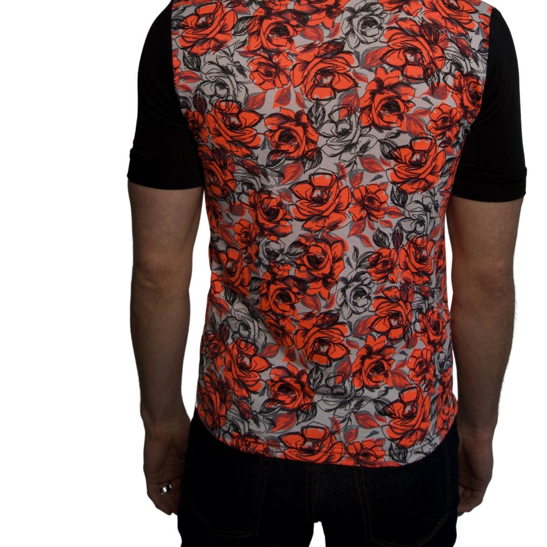 Electrifying Floral V-Neck Polo Shirt