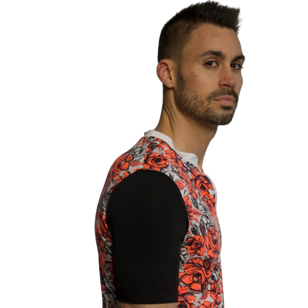 Electrifying Floral V-Neck Polo Shirt