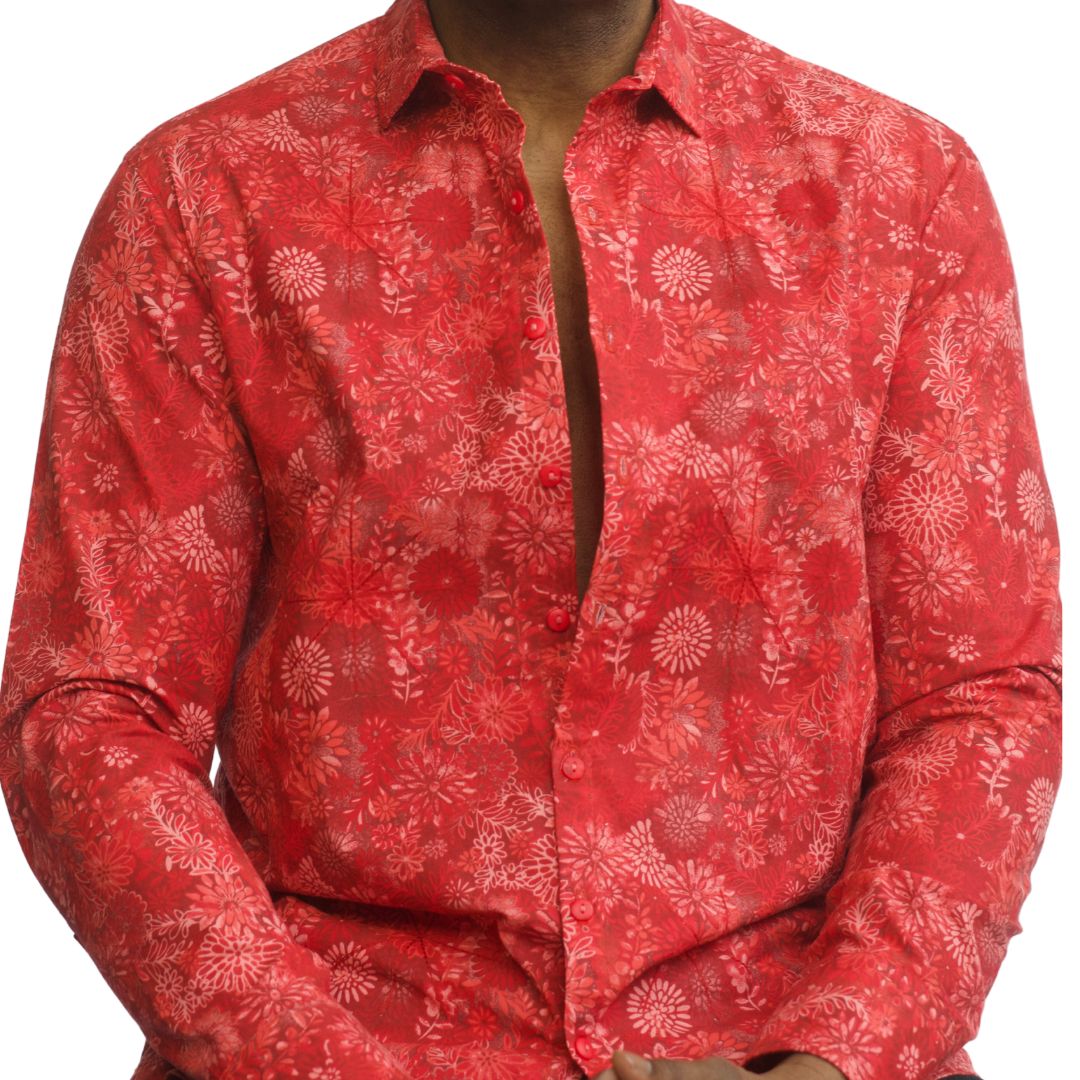 Bold Red Floral Shirt