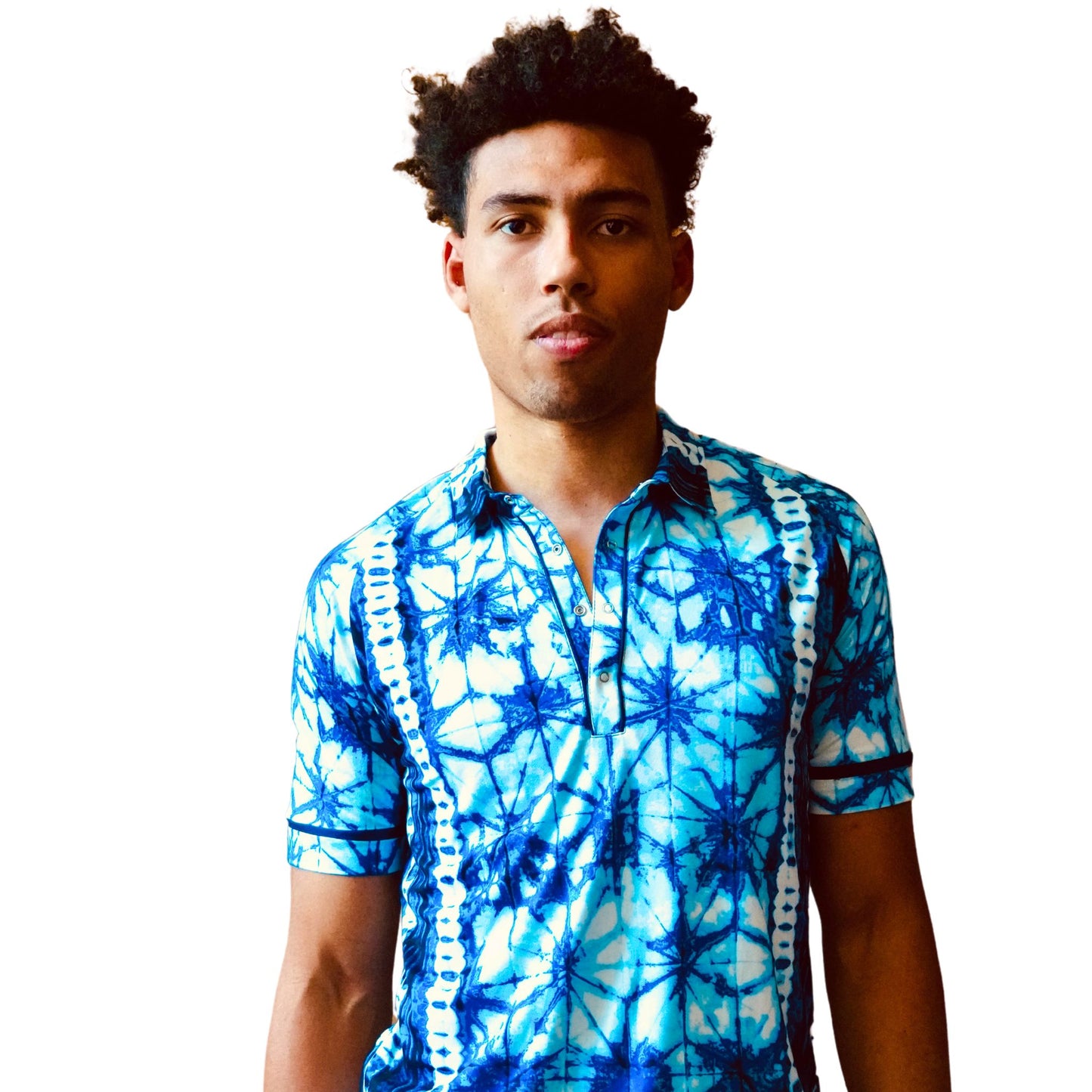 Blue Tie-Dye Polo Shirt