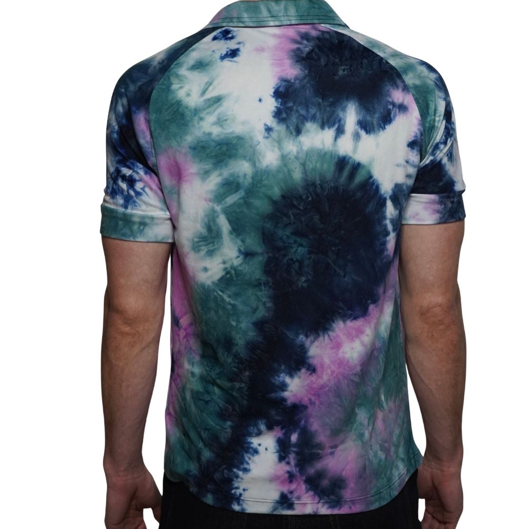 Green, Black Navy, Pink Tie Dye V Neck Polo