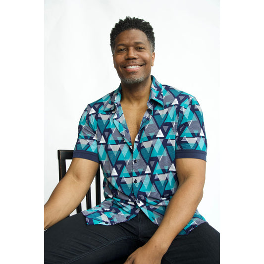 Geometric Multi-Color Polo Shirt