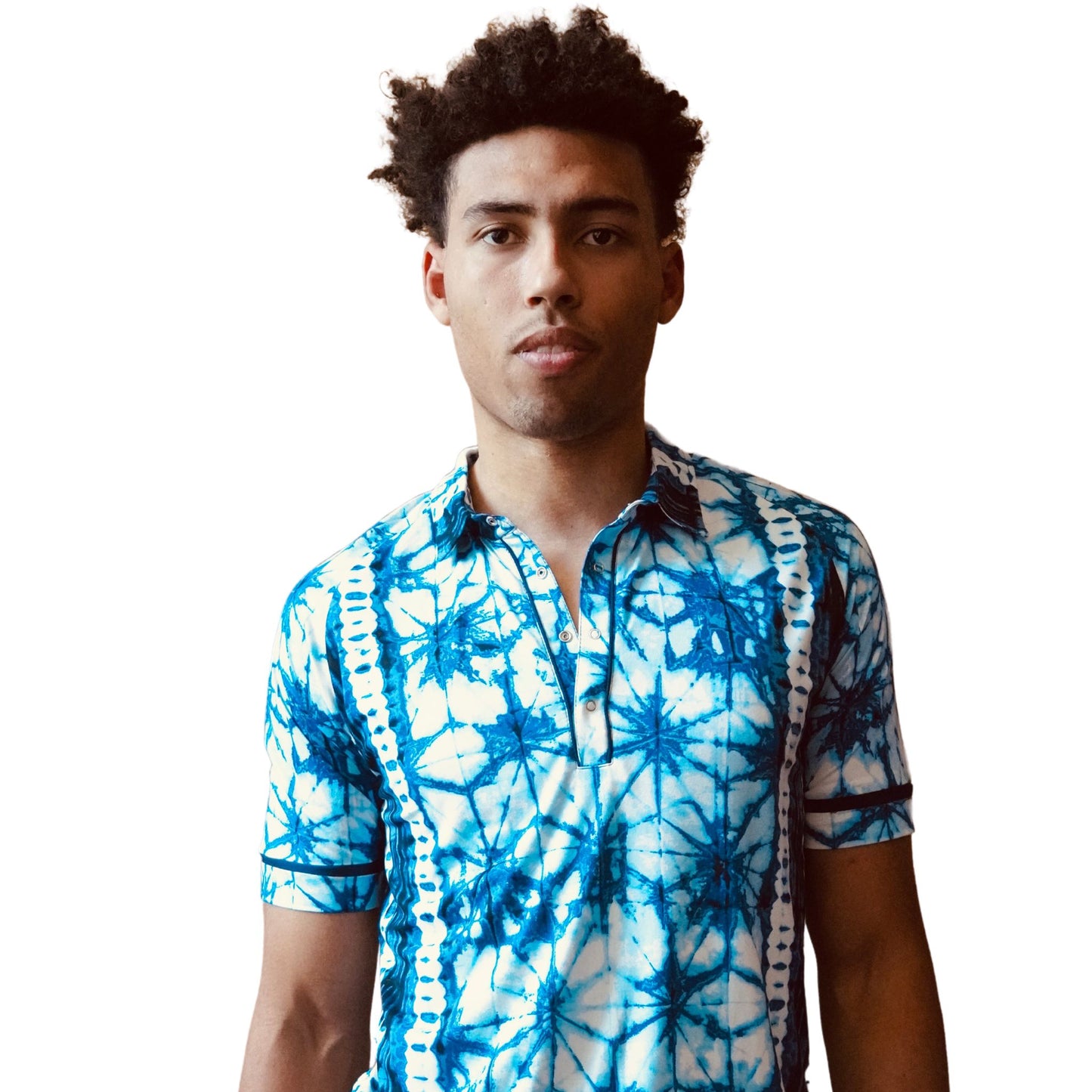 Blue Tie-Dye Polo Shirt