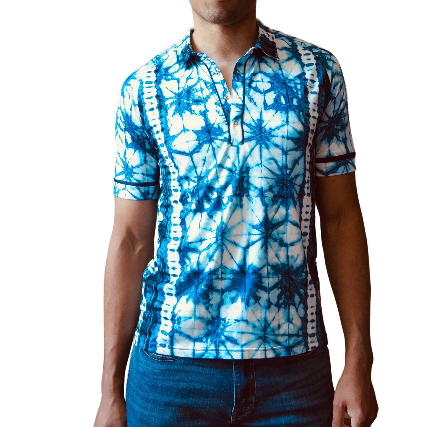 Blue Tie-Dye Polo Shirt