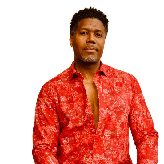 Red, White Floral Long Sleeve Shirt