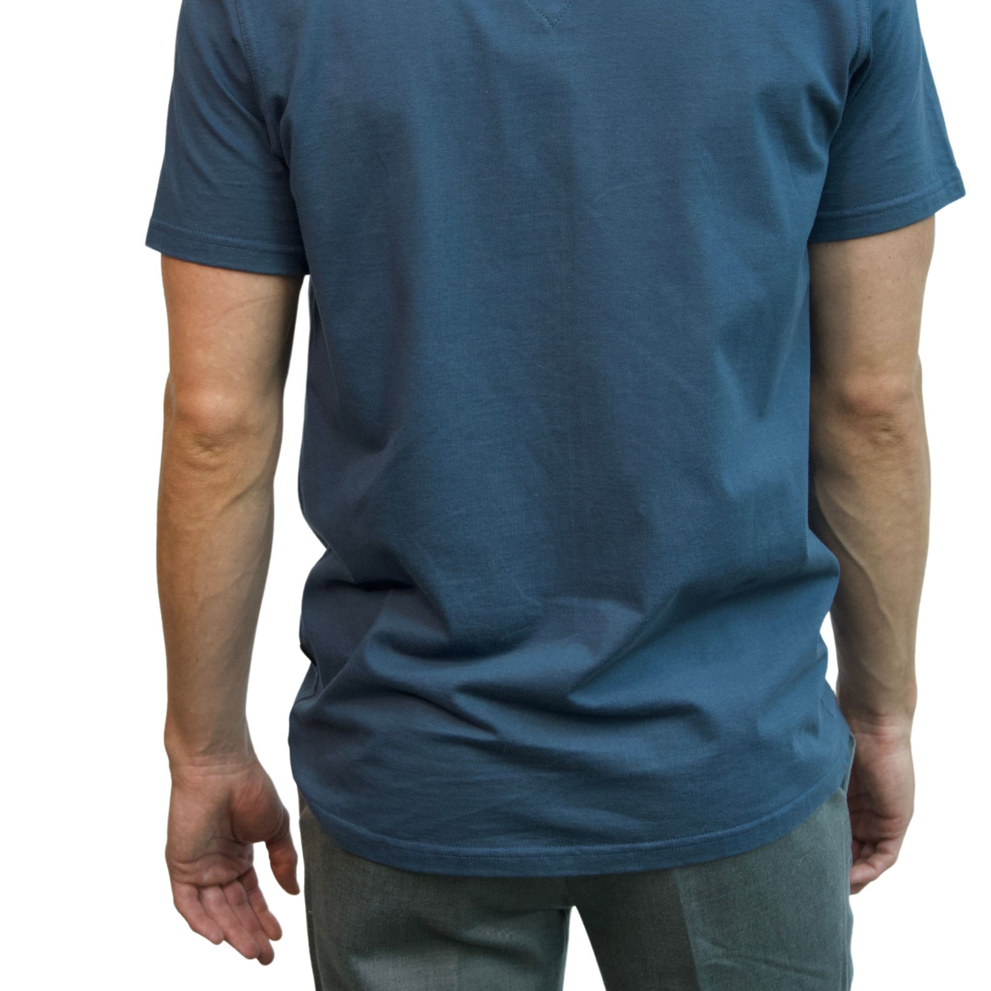 back of men's graphic t-shirt in bold print