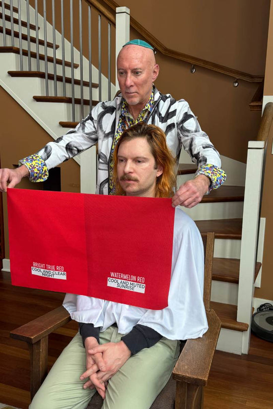 Edwards Buice shown with a male client during a color analysis session in Chicago