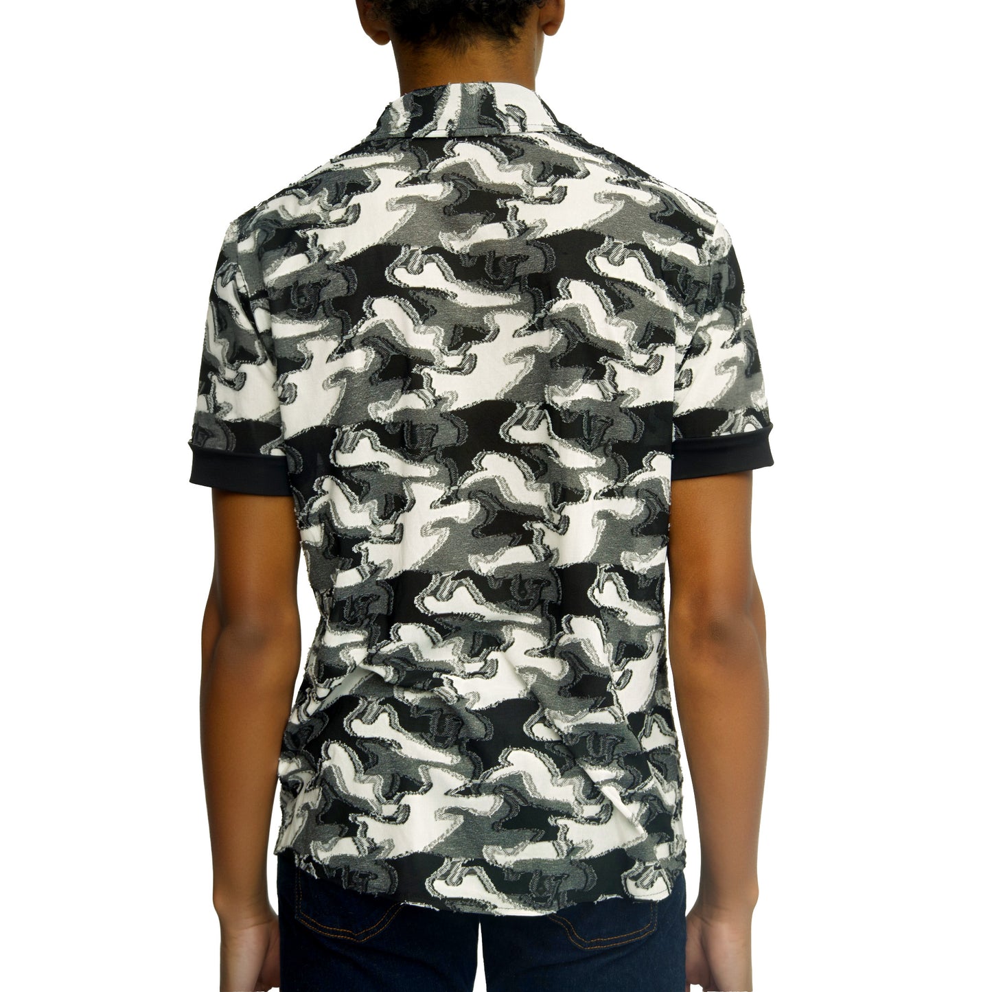 Black and White Camo Cabana Polo Shirt