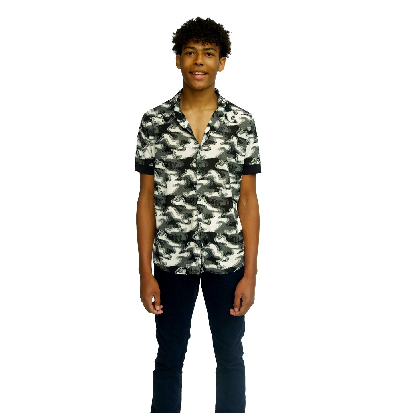 Black and White Camo Cabana Polo Shirt