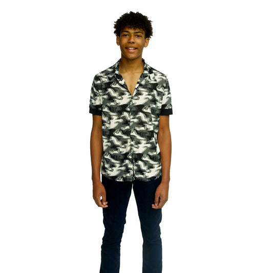 Black and White Camo Cabana Polo Shirt