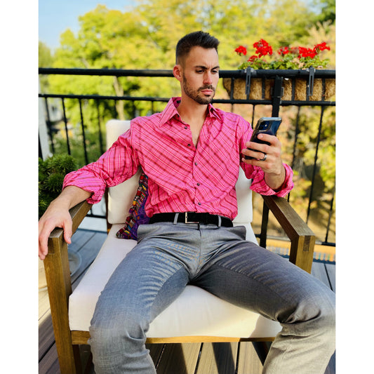 Long sleeve pink pattern shirt (0043/111)